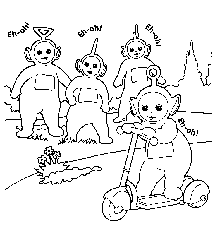 Sketsa gambar  teletubbies untuk belajar mewarnai anak 