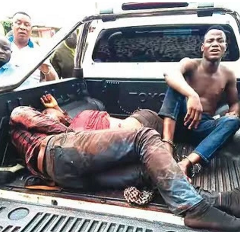 Photo of the 2 armed robbers killed in shoot-out with police in Lagos yesterday 