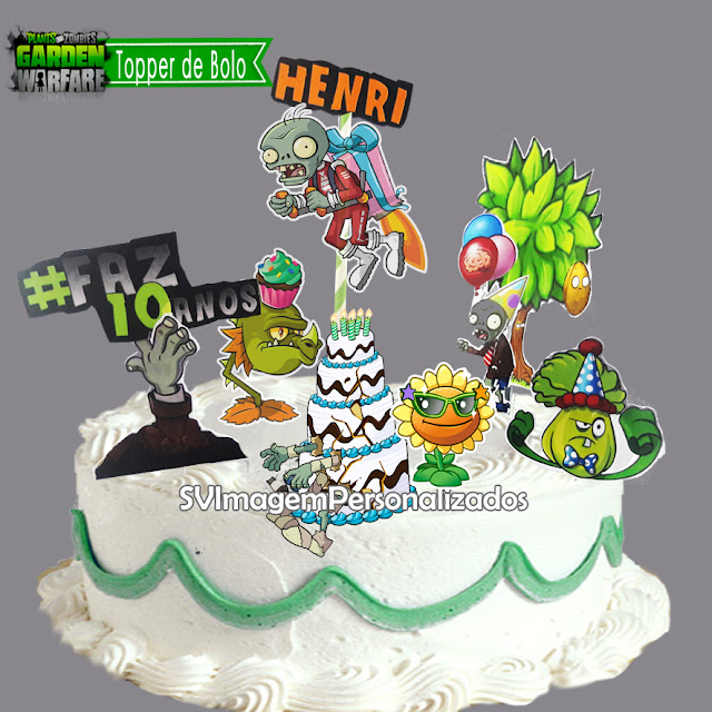 dicas e ideias para festa Plants vs Zombie personalizadas O Preço mais barato para topper de bolo no tema no tema Plants vs Zombies,, o Game mais queridos entre os meninos, agora na decoração de sua festa, na cor verde e laranja, os convidados terão que escolher um lado.. Plantas ou Zumbis.. não importa o lado, essa festa será o maior sucesso