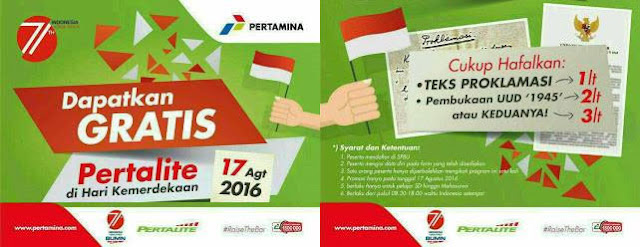 Pertalite Gratis Pertamina HUT RI Ke-71 Pertalite Gratis Pertamina HUT RI Ke-71