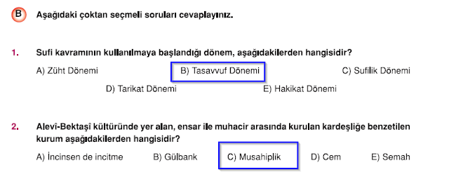 12. Sınıf Eksen Yayınları Din Kültürü 104. Sayfa Cevapları 3. Ünite Değerlendirme