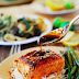 Honey Sesame Salmon with Rice Noodles and Asparagus
