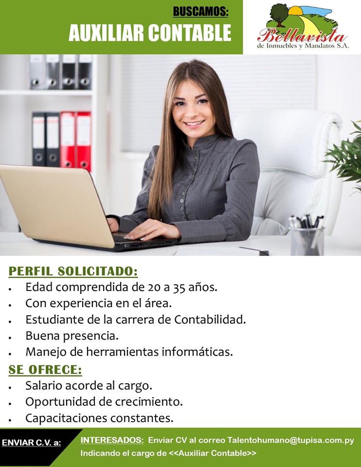 SE BUSCA AUXILIAR CONTABLE BOLSA DE TRABAJO PARAGUAY EMPLEOS