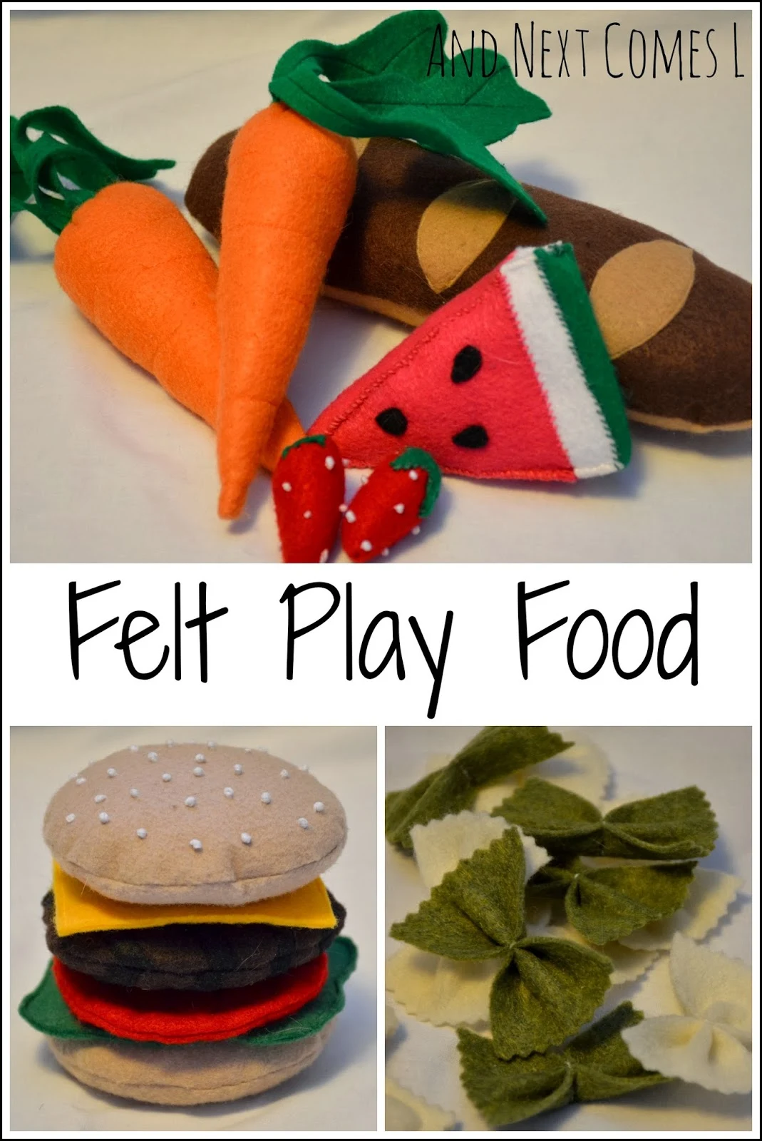 Tutorials for making your own felt play food for kids from And Next Comes L