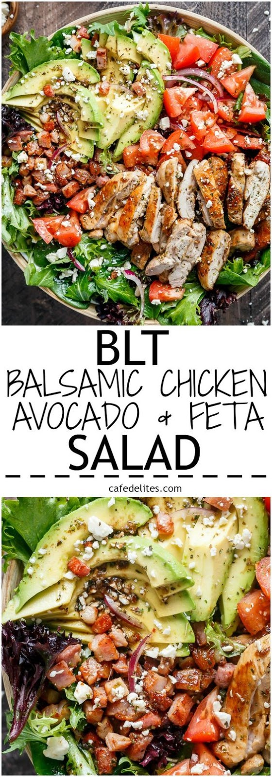 BLT Balsamic Chicken avocado Salad #chicken #chickenrecipes #balsamicchicken #avocado #salad #avocadosalad #healthyrecipes #easyrecipes