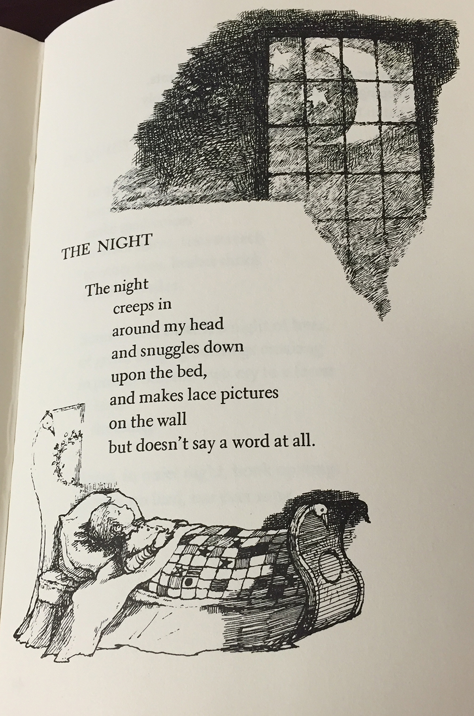 This adorable illustration (by Joan Sandin) accompanies the poem Portrait, by Aileen Fisher. My favorite part is "Such trim feet/in barefoot shoes."