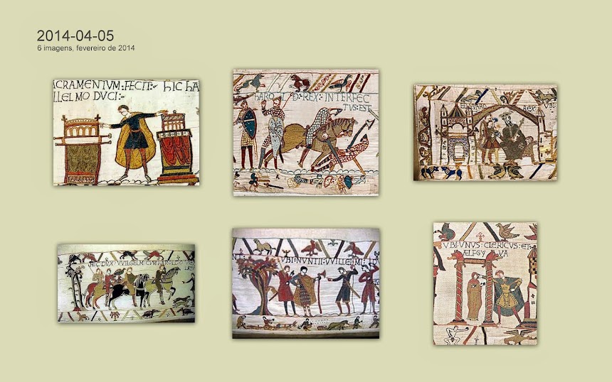 Detalhes da Tapeçaria de Bayeux (França, 1066-1077, 50 cm x 700 cm).