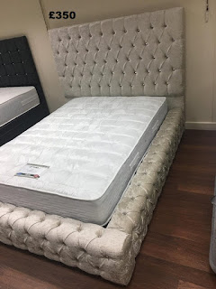 Orthopeadic Mattress Cubed Headboard Quality Crush Velvet Divan Bed