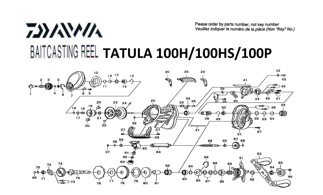 daiwa tatula 100 schematics | most complete fishing reels schematics