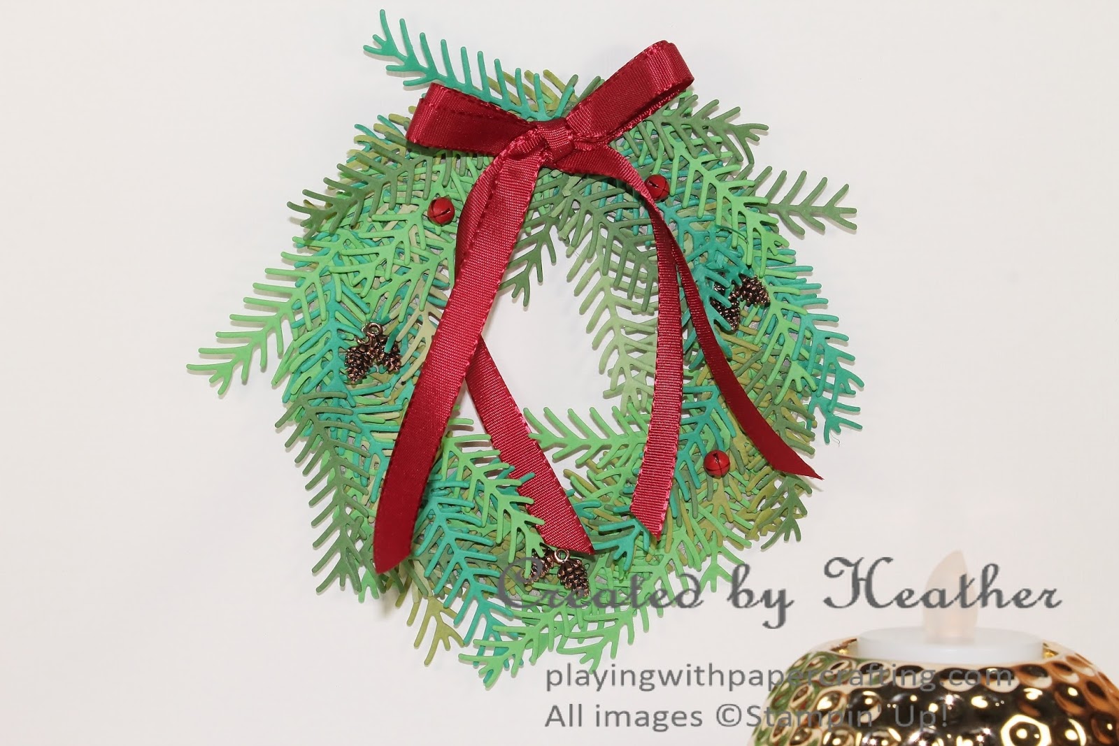 Playing with Papercrafting Pretty Pines Wreath