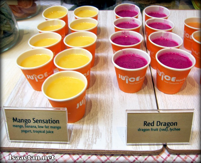 Mango Sensation and Red Dragon Juices