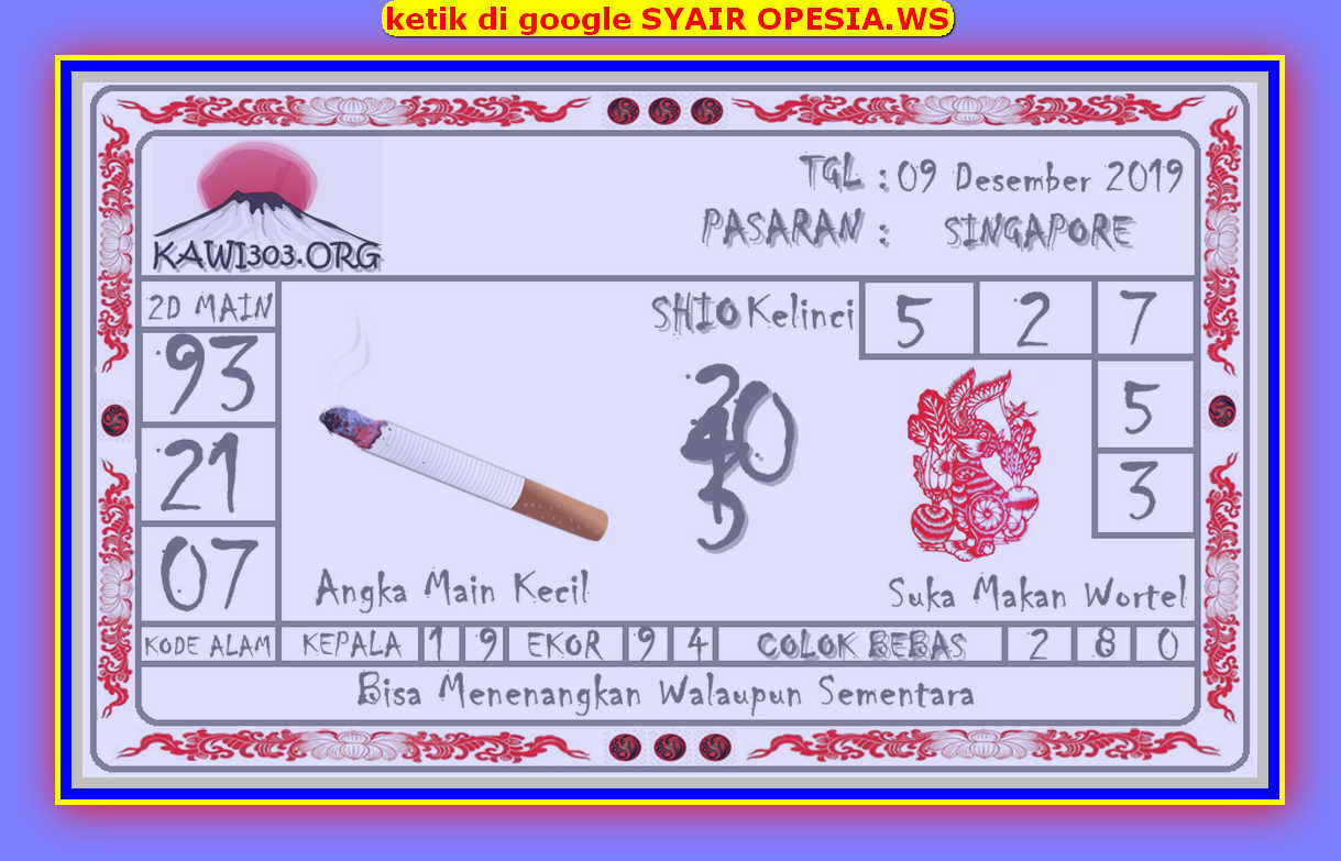 Kode syair singapore 9 Desember 2019 FORUM SYAIR TOGEL