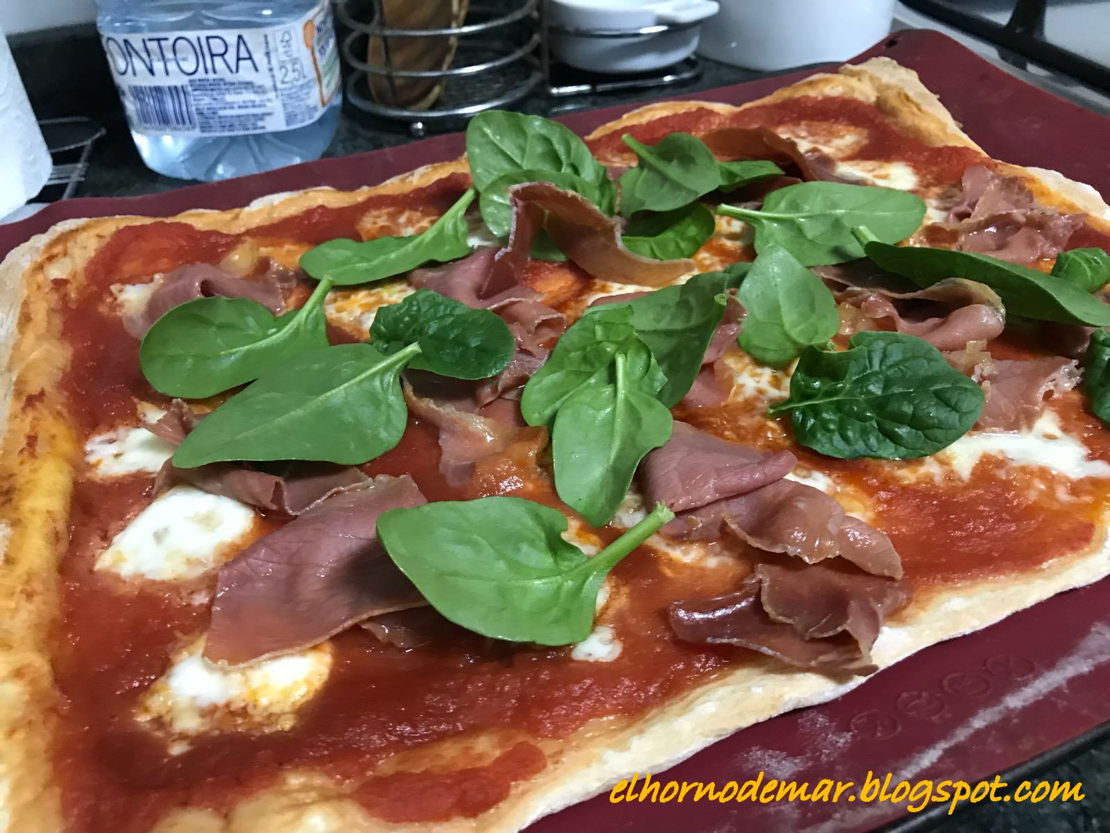 Prosciutto and Buffalo Mozzarella PizzaVersionando a Donna hay El