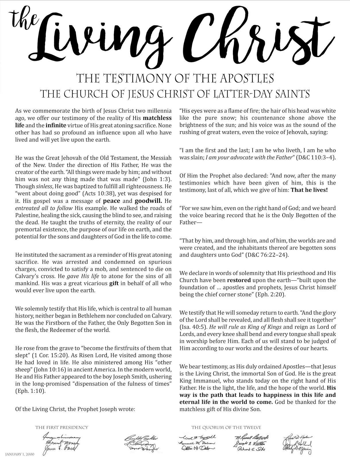 Lds The Living Christ Printable Printable Word Searches