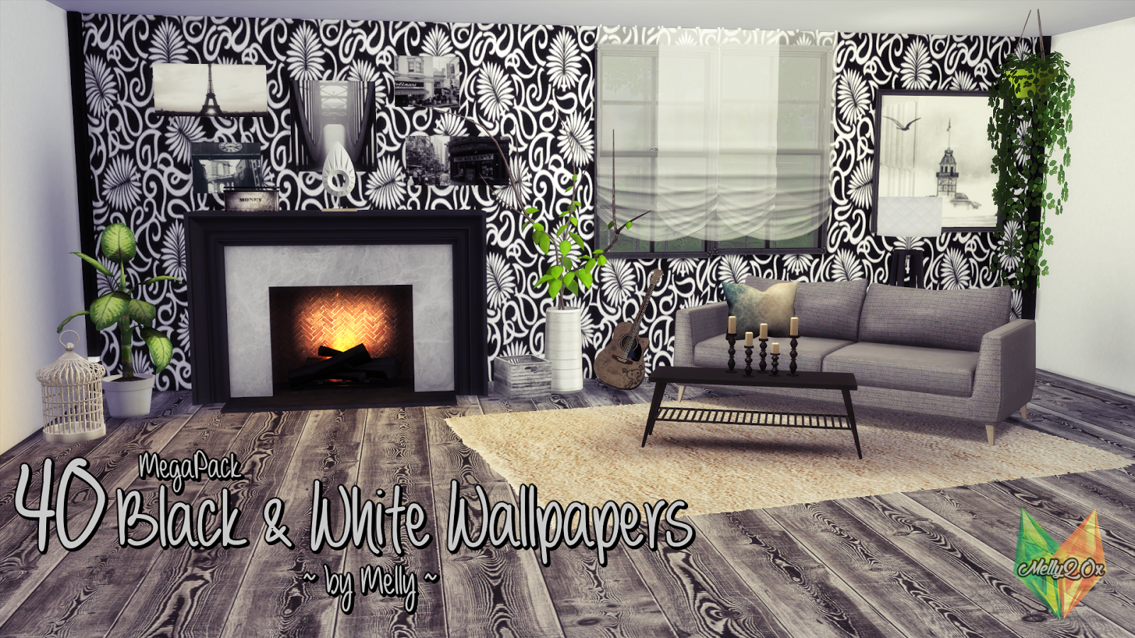 Sims 4 CC's The Best Black & White Wallpapers by Melly