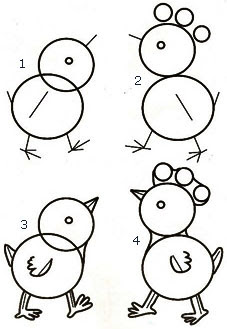 4 Langkag mudah menggambar ayam jantan kecil