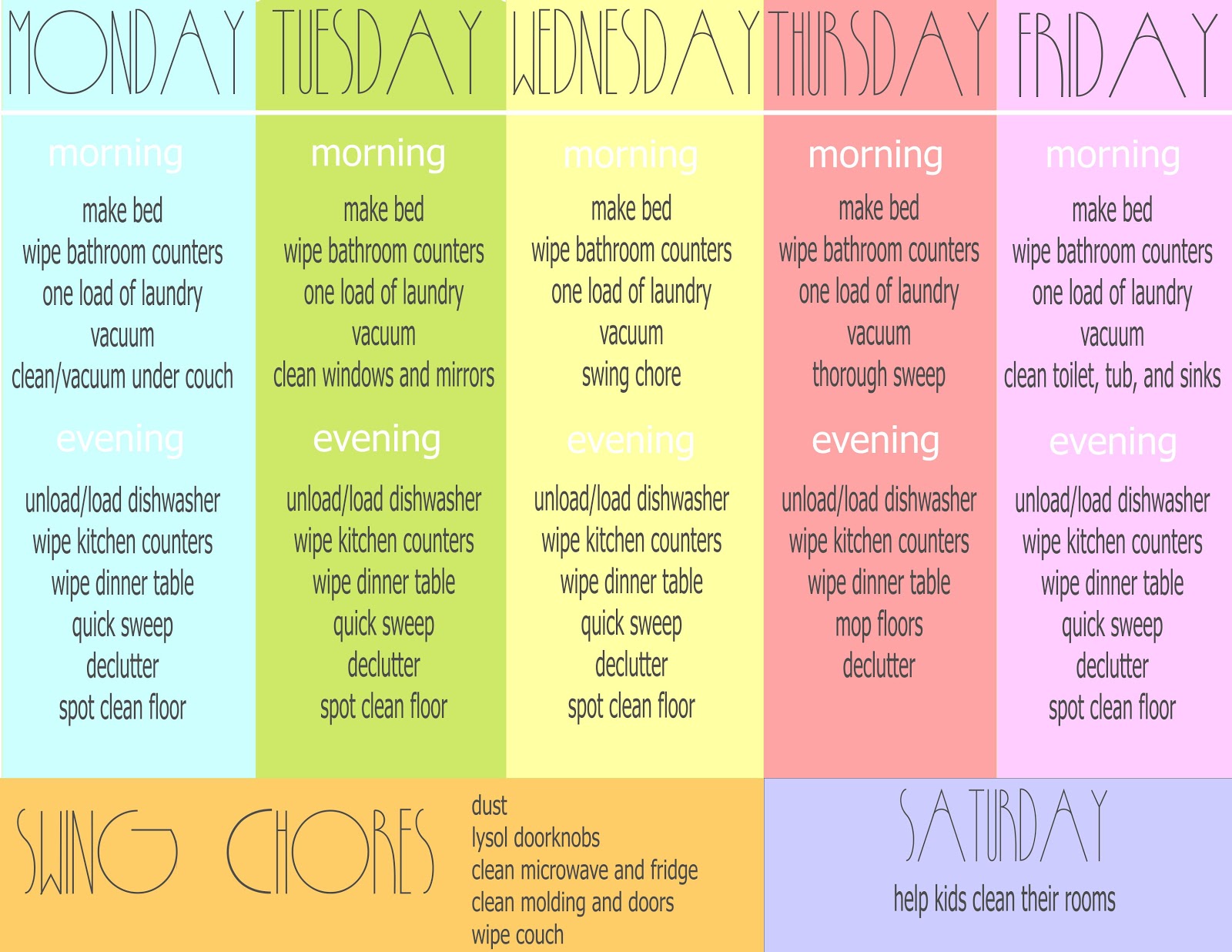 Cutie pie jones blog weekly chore sheet