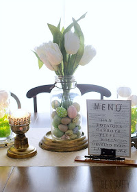 How to set Easter Table using repurposed metal findings and Easter Menu display