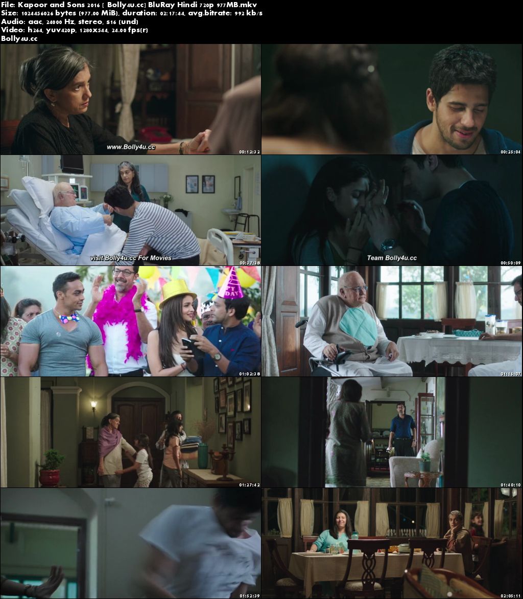 Kapoor and Sons 2016 BluRay 950MB Full Hindi Movie Download 720p