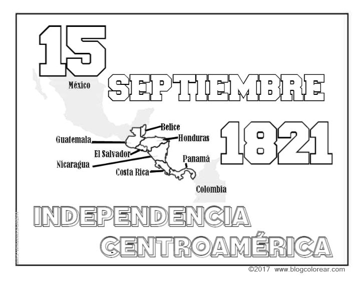 Colorear Independencia Centroamérica 15 de septiembre - Colorear dibujos  infantiles