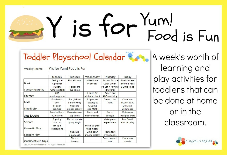 crayon freckles toddler playschool y is for yum food is fun free foods that start with the letter y