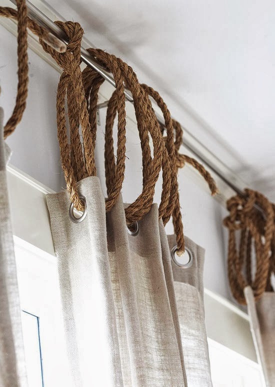 Hang drapes from rope