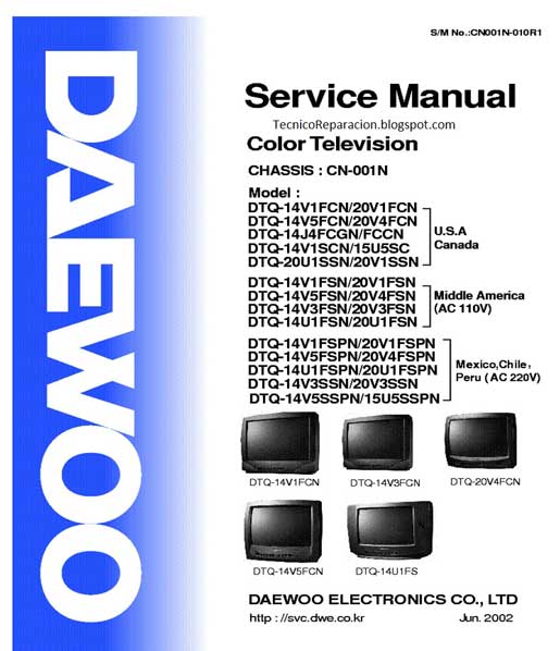 CN-001N Diagrama DTQ-20V1SS TV Daewoo | Reparación Técnica