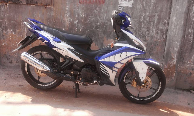 Exciter 135 sơn phối màu trắng xanh Gp cực đẹp