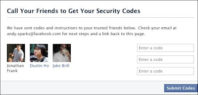 facebook security codes