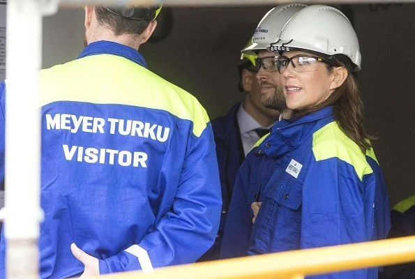 Crown Princess Mary of Denmark and Jan Meyer visited the Finnish cruise ship building company Meyer Turku