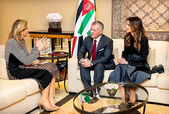 Queen Maxima met with King Abdullah II and Queen Rania at Amman Royal Palace