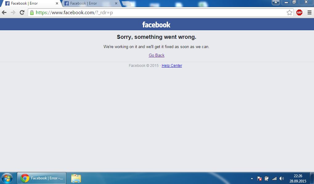 eroare facebook a cazut