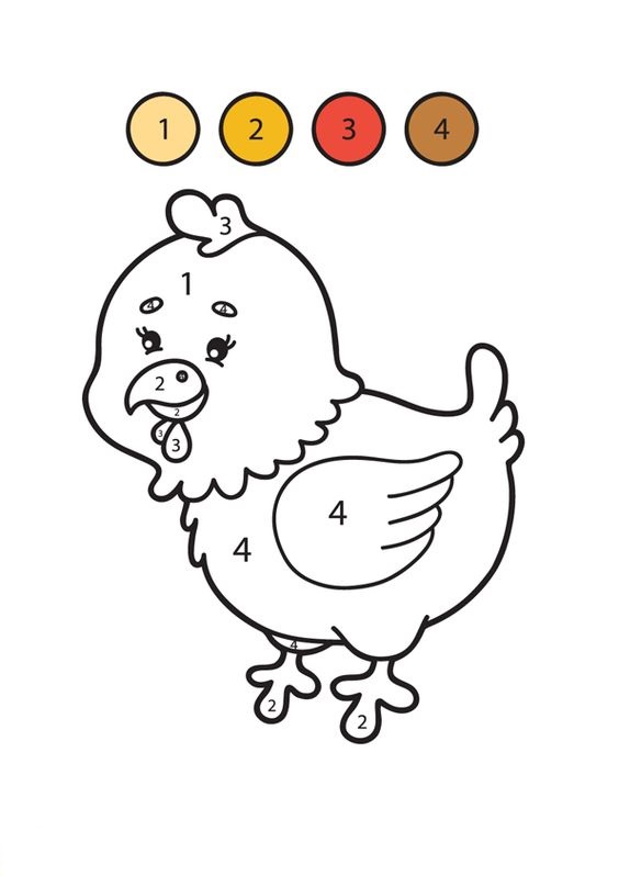 Hình tô màu con gà theo số