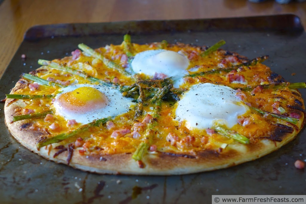 Egg, Country Ham, Asparagus and Leek Pizza--a Peek Behind the Scenes of Pizza Night | Farm Fresh Feasts