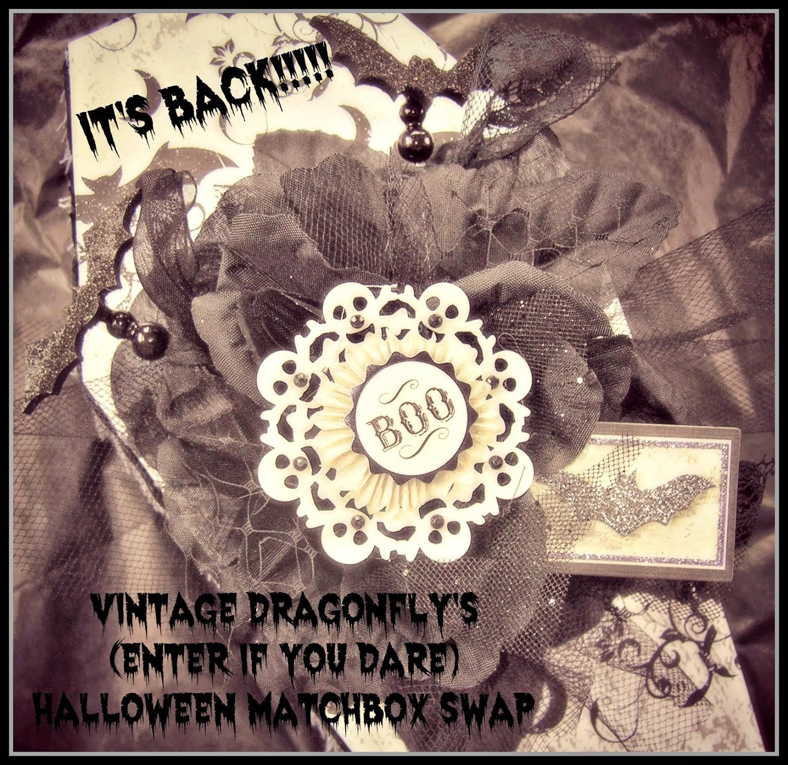 2014 VintageDragon Fly Halloween Altered Matchbox Swap