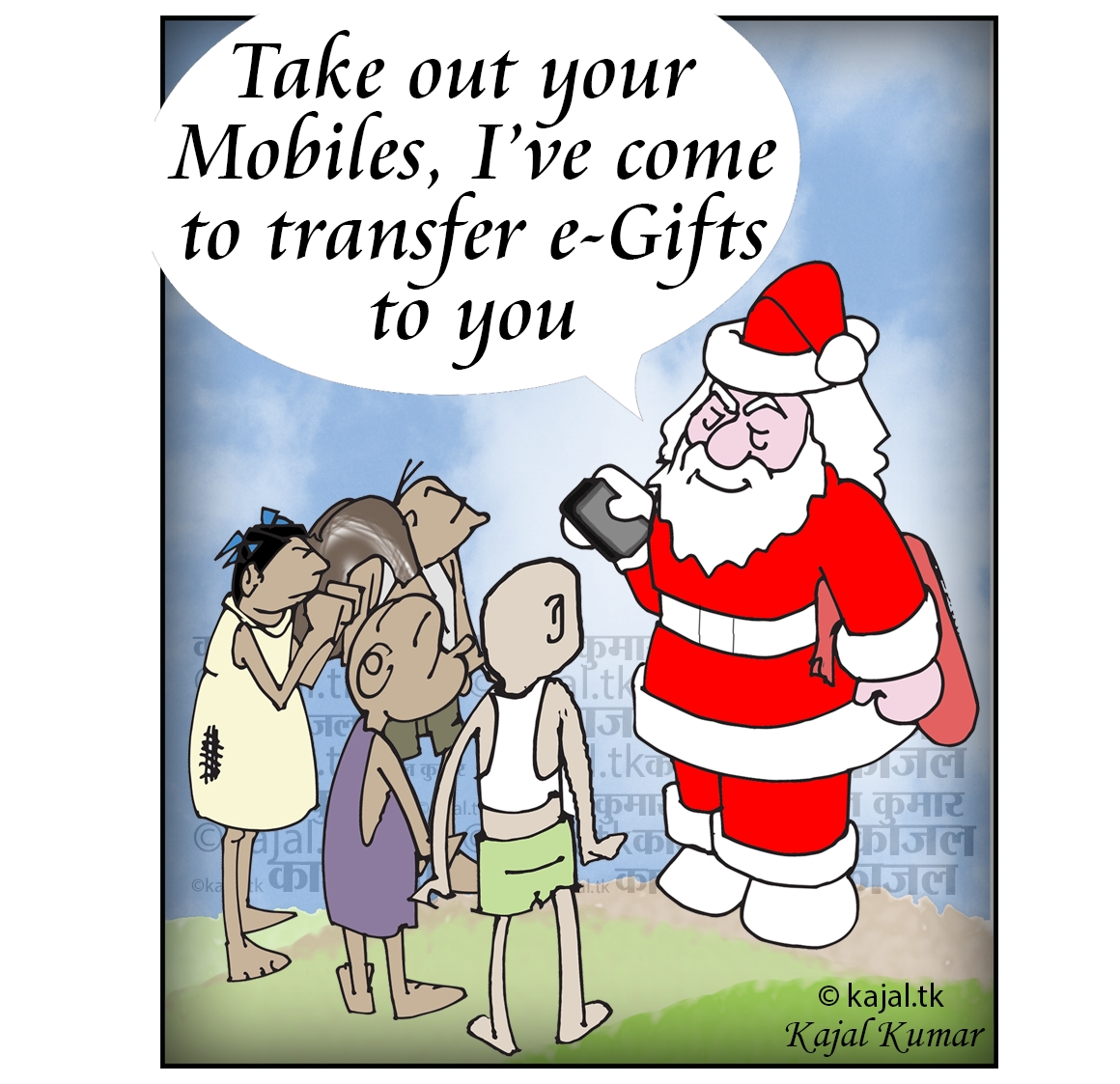 Kajal Kumar's Cartoons: Cartoon :- Merry Christmas from Cashless Santa