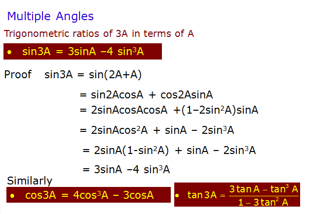 Trigonometry important questions,multiple angles,conditional identities,relation between sides and interior angles,