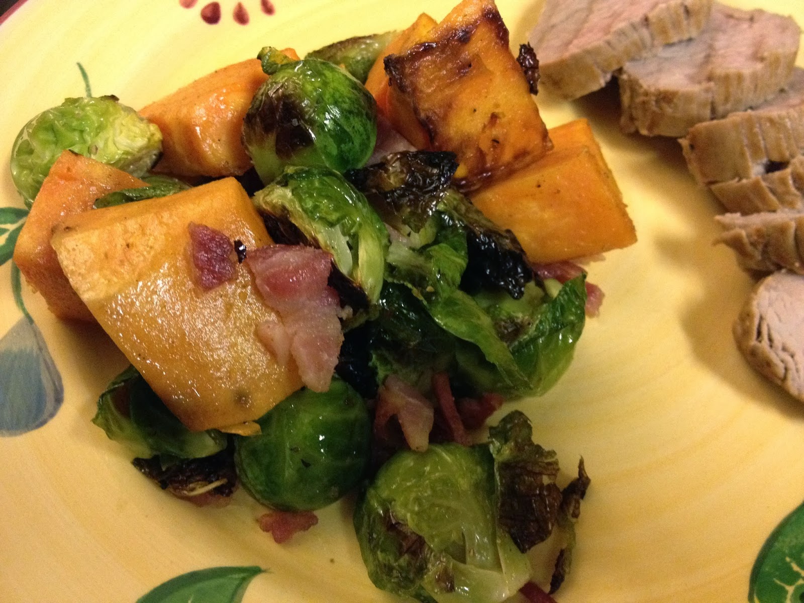 From Pasta to Paleo Roasted Brussels Sprouts & Sweet Potatoes with Bacon