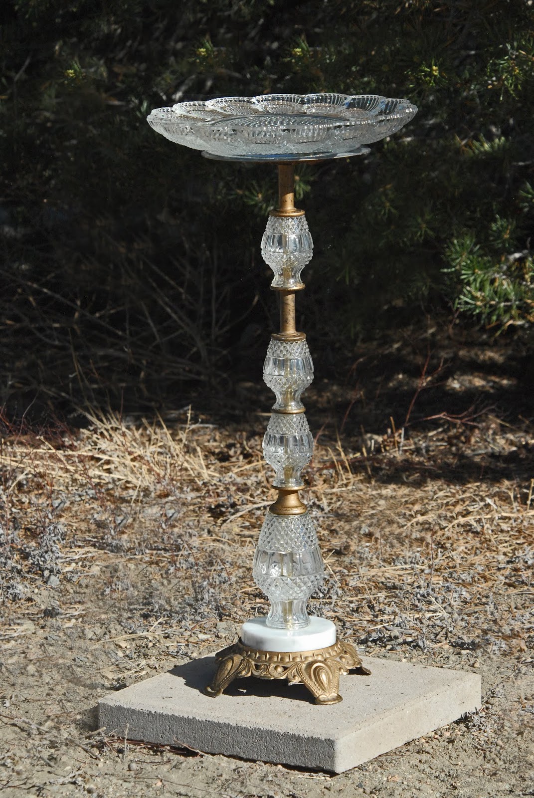 Vintage Lamp Bird Bath DIY Tutorial and Review