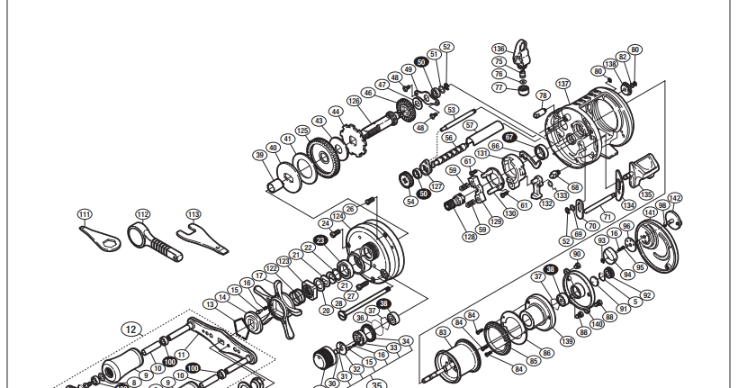 shimano cardiff 50S DC schematics | most complete fishing reels schematics