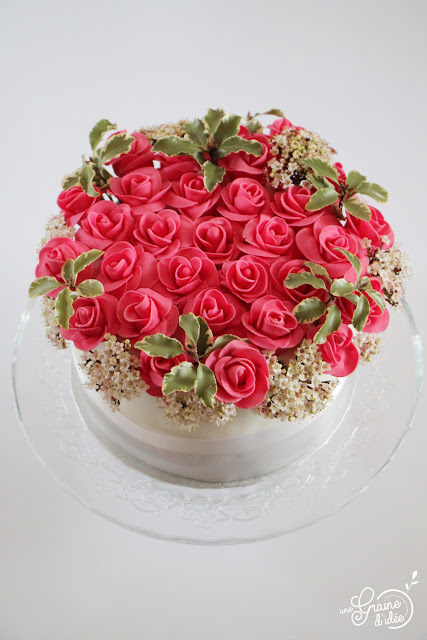 Gâteau Bouquet de Roses Anniversaire Printemps Recette pas à pas étapes par étapes Cake Design Surprise