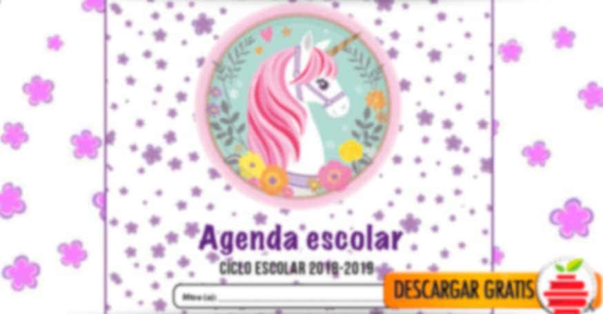 Agenda escolar de Unicornio en formato PDF