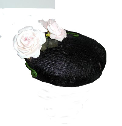 black sinamay creased beret