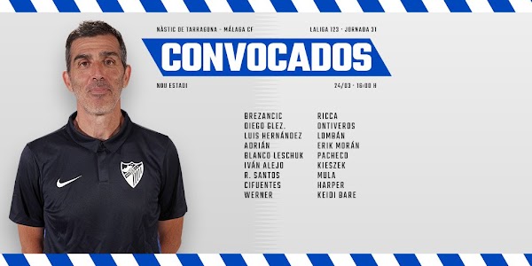 Málaga, Werner y Brezancic en la lista de convocados ante el Nàstic