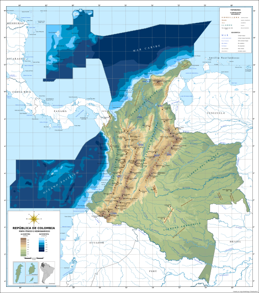 Resultado de imagen para mapa de colombia con sus mares y oceanos