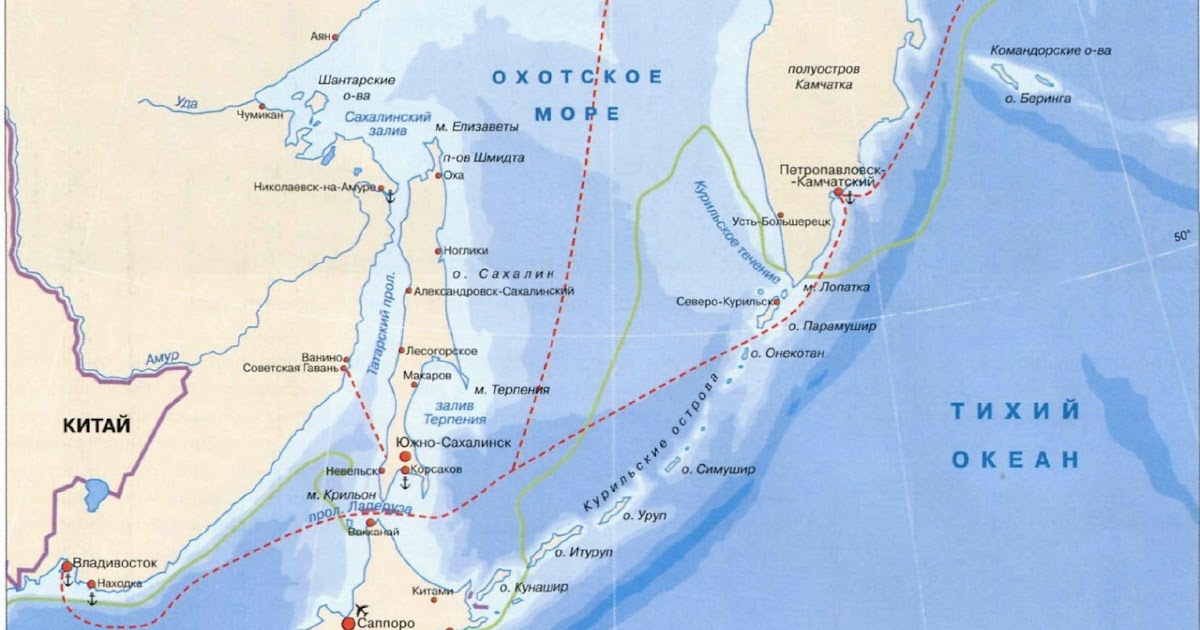 Карта охотского моря подробная