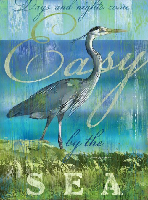 Blue Heron by the Sea Word Art