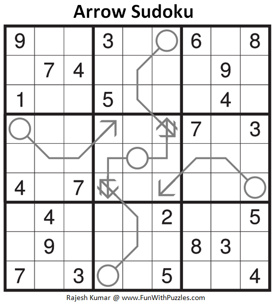 Arrow Sudoku Puzzle (Fun With Sudoku #308)