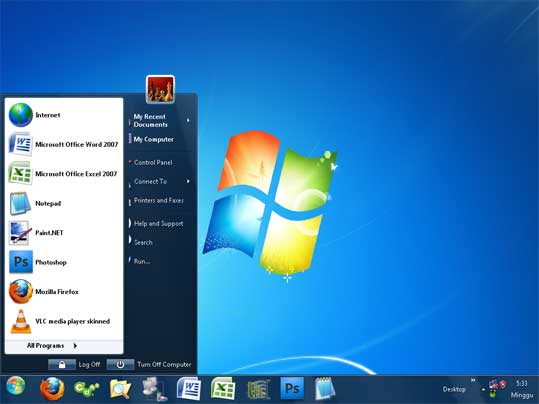 Cara Merubah tampilan tema windows xp menjadi windows 7 | Wong Sewo