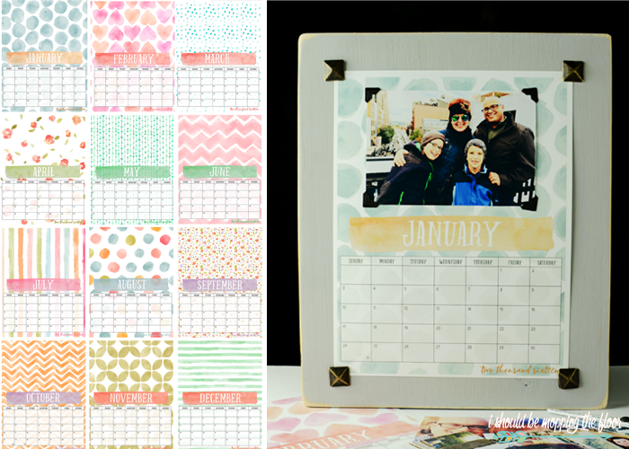 2016 Free Printable Photo Calendar and DIY Display Board | 12-month watercolor calendar perfect for your photos | Easily display on one of these boards.